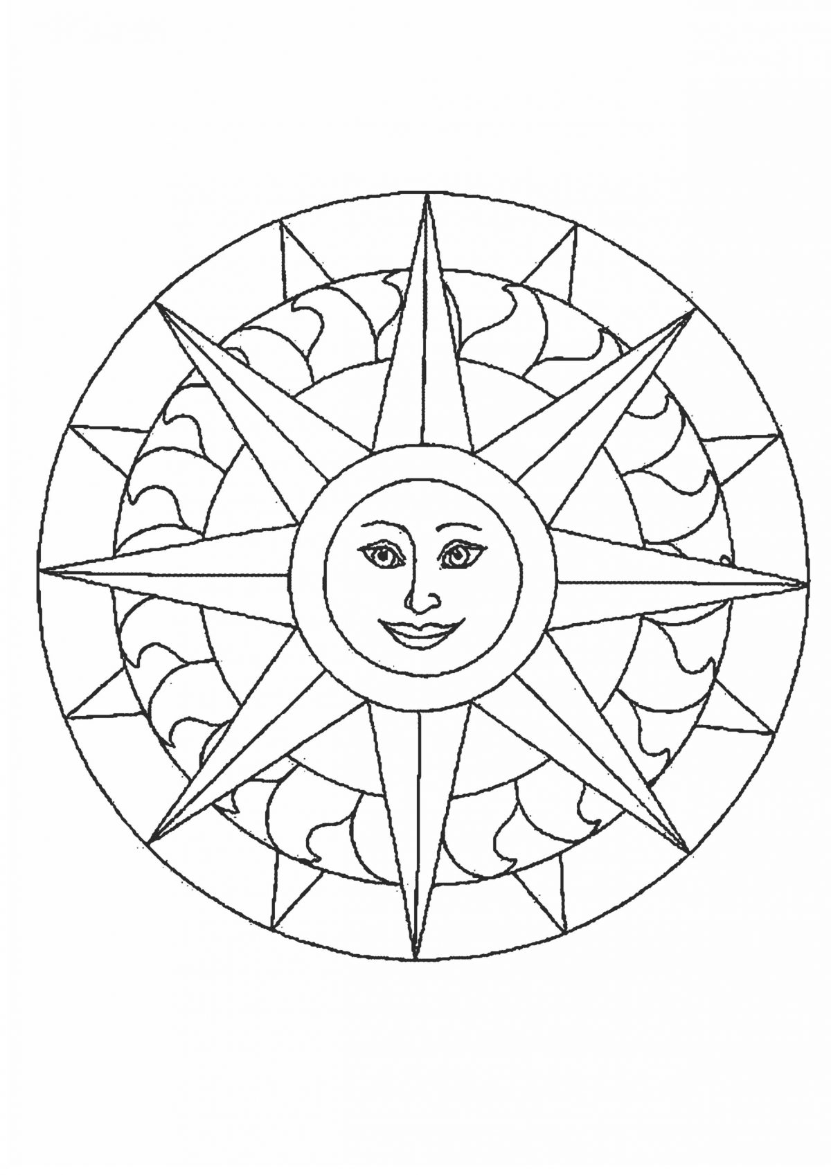 «Солнце шаблон» скачать раскраски