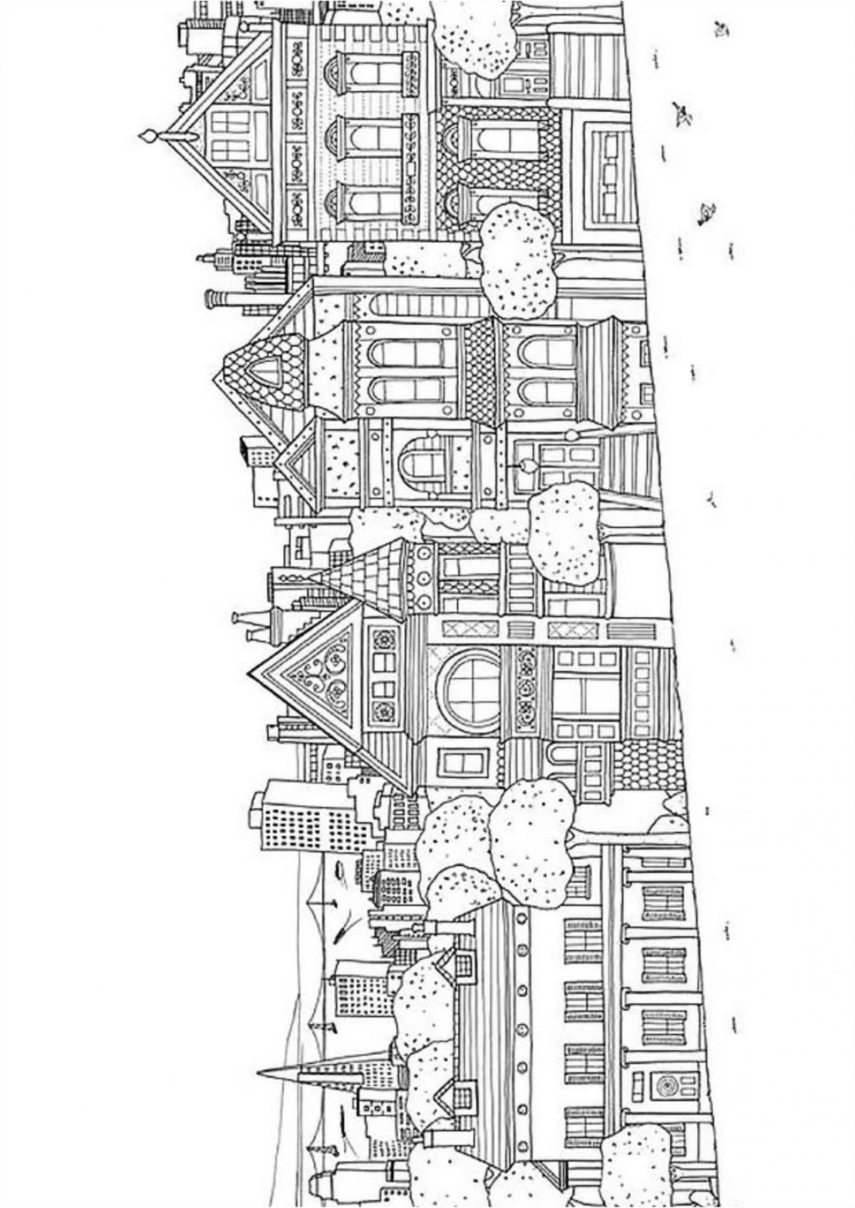 Раскраска для взрослых город